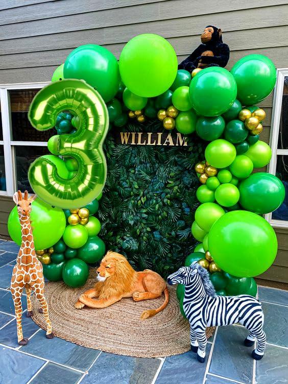 Mluchee Number 5 Balloon 40 Inch Minecraft Birthday Decorations Light Green Big Number Balloons, Five Year Old Balloon Decorations, 5 15 Number Balloons Dinosaur Jungle Safari Party Supplies