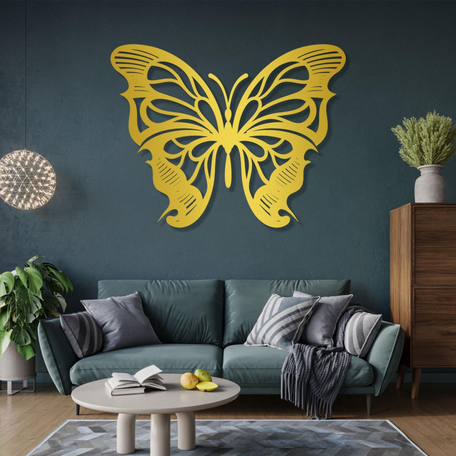 Tawinone Butterfly Metal Wall Art, Butterfly Art Wall Decor, Butterfly Art Wall Decor, Metal Butterflies Outdoor Decor, Butterfly Sign for Livingroom, Bedroom, Bathroom, Office (Silver, 47"x37"/120x94cm)