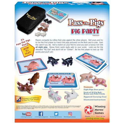 Winning Moves Games Pass The Pigs: Pig Party Edition by Winning Moves Games USA, Try Your Luck Using Pigs as Dice, Up to 4 Players Can Now All Play Pass The Pigs at The Same Time, Ages 7+ (1149)