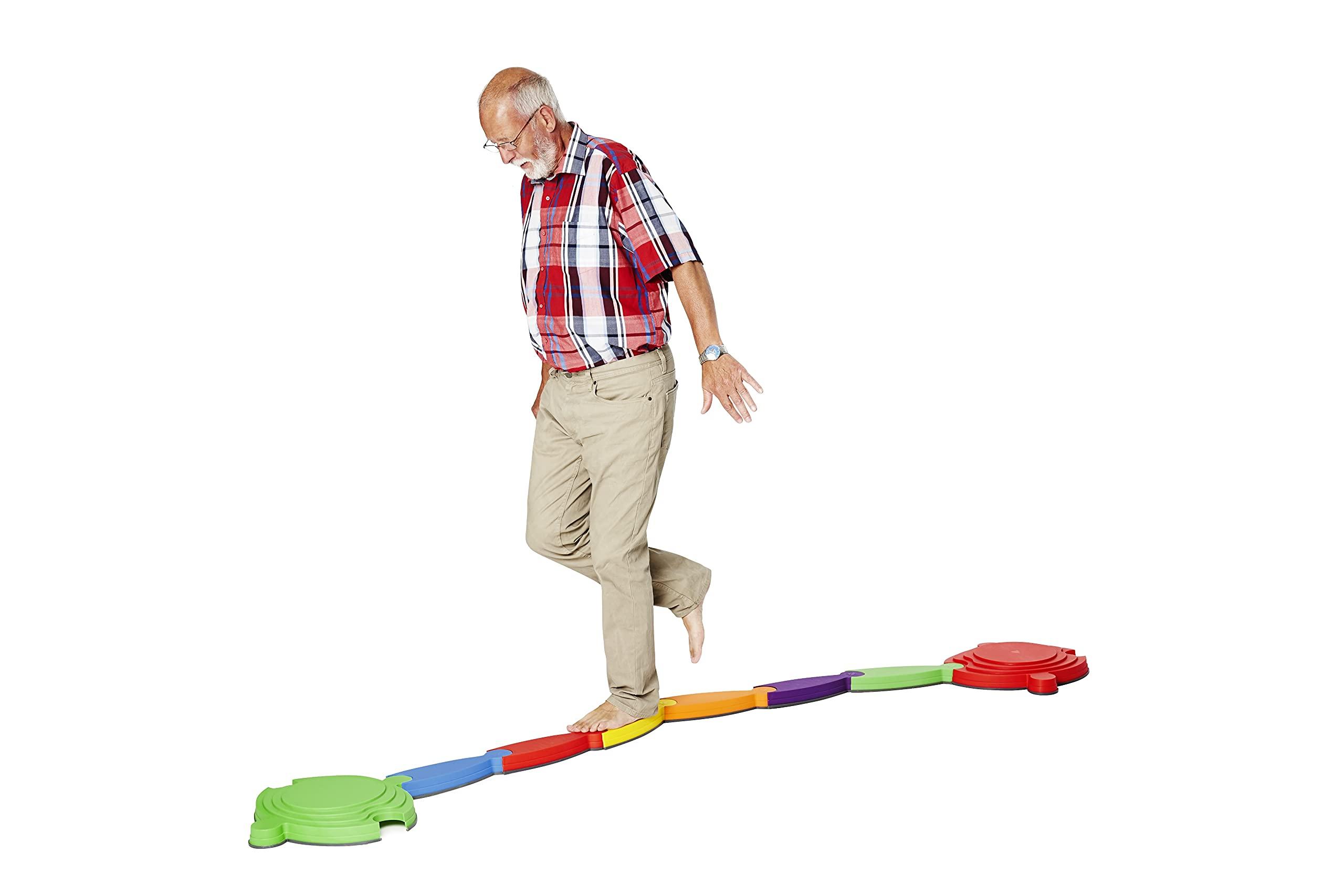 GONGE GONGE River Balance Course Set - 7 Elements For Gross Motor Skills Development, Multiple Path Creations - Safe and Sturdy - Ages 2+, Vibrant