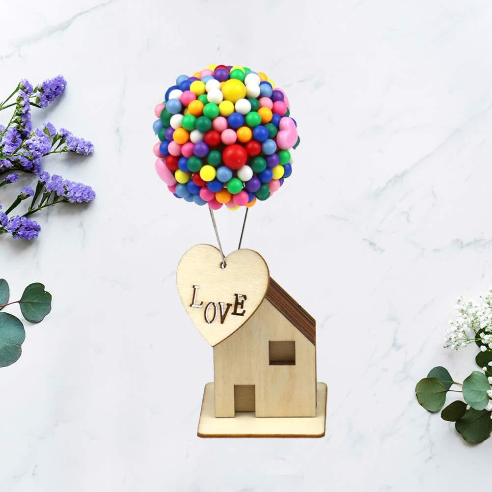 Amosfun Wood Balloons House DIY House DIY Wood House Balloons Model Miniature House Model Mini House