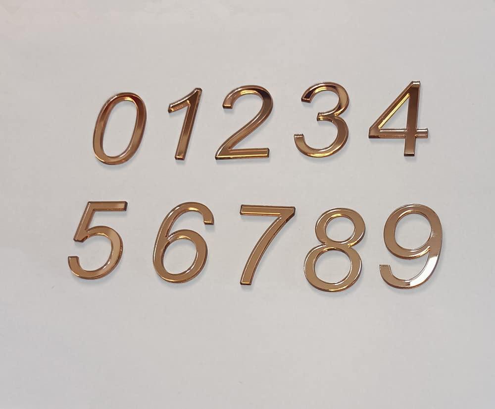 Yuxuanish Rose Gold Mirror Acrylic Numbers 0-9,Wedding Table Numbers,DIY Acrylic Cake topper Numbers
