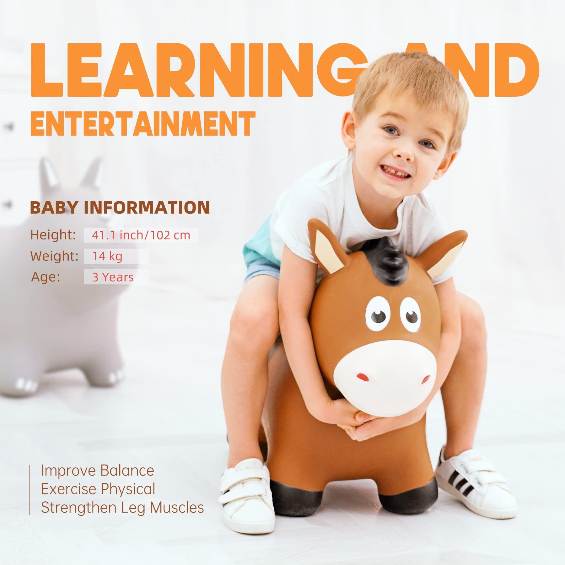 ZOOJOY ZOOJOY Bouncy Horse Hopping Toys, Inflatable Animal Horse Toys for Toddlers 1-3, Outdoor Indoor Bounce and Ride On Bouncer for Boys Girls, Birthday Gifts for 18 Months 2 3 4 5 6 Year Old with Pump