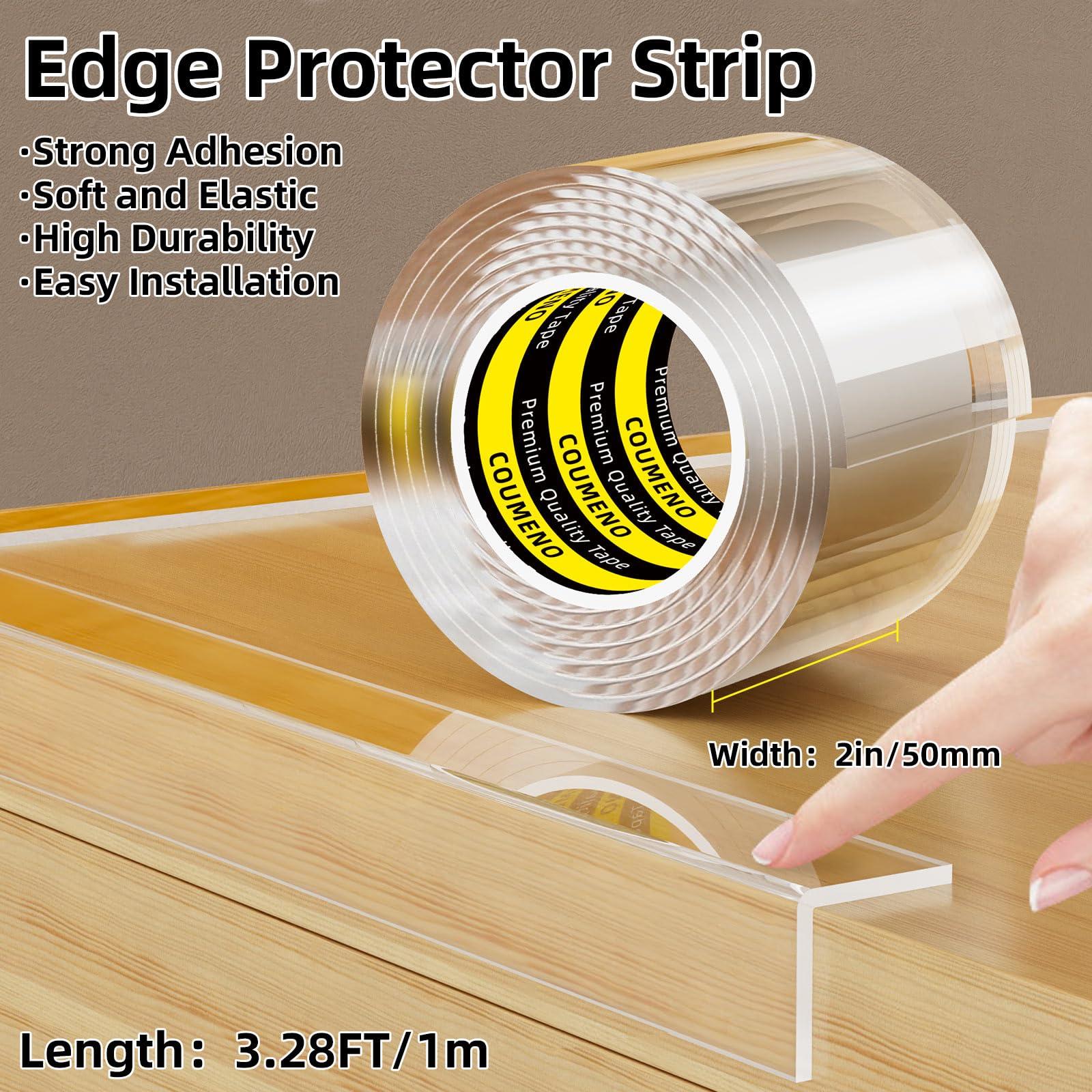 COUMENO COUMENO Clear Edge Protector,Safe Corner Protector, Anti-Sharp Edge Protector, for Furniture, Drawers, Tables, Cabinets 2inX3.28FT
