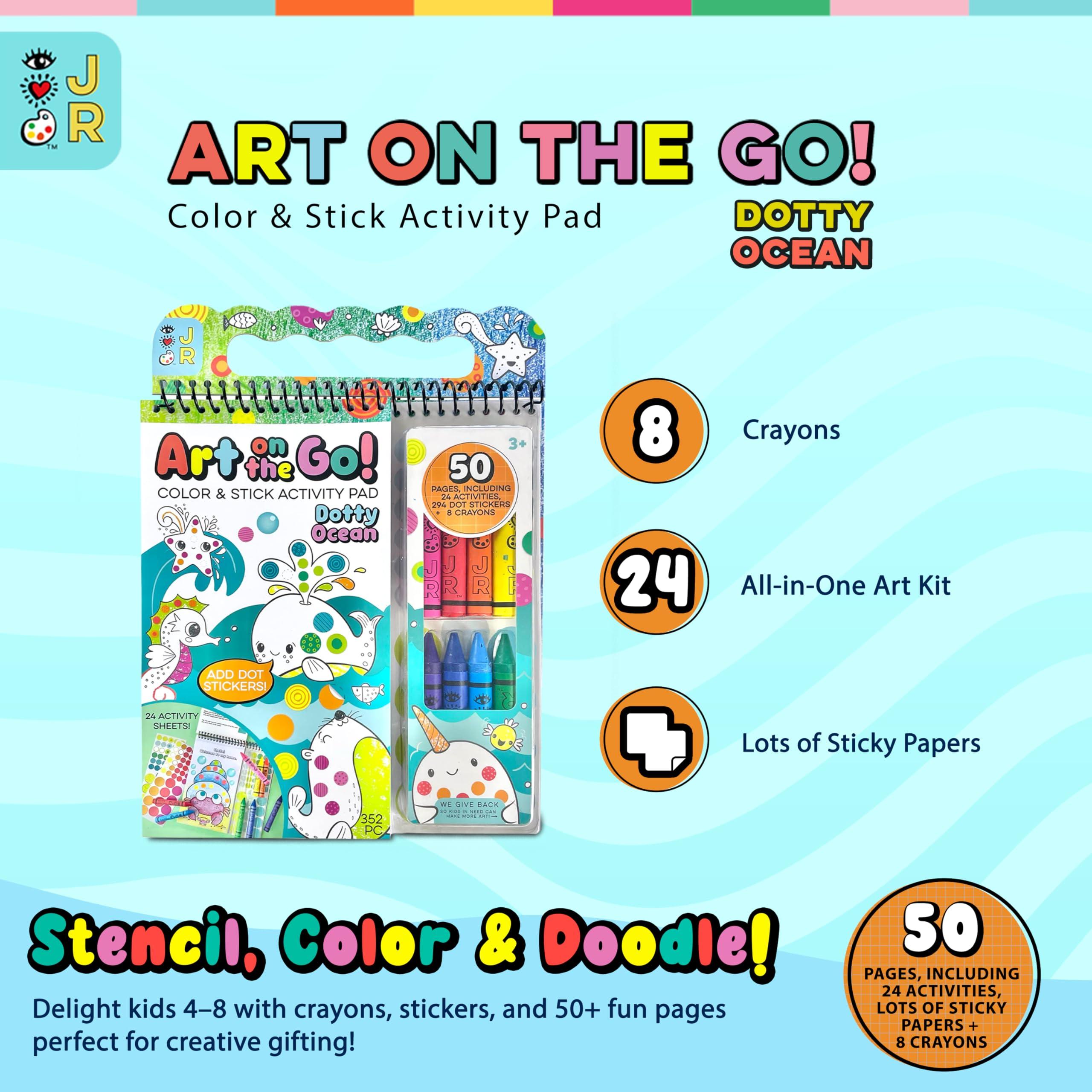 Bright Stripes Bright Stripes Travel Coloring Kit for Kids: Art On the Go Coloring Books and Crayons, Sticker Activity Book - Mess-Free Collage Fun for Ages 3+ (Art On The Go, Going Dotty Ocean)
