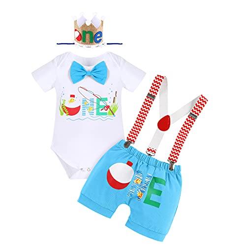 Boy First Birthday Fishing Outfit,0fishally One Cake Smash Set