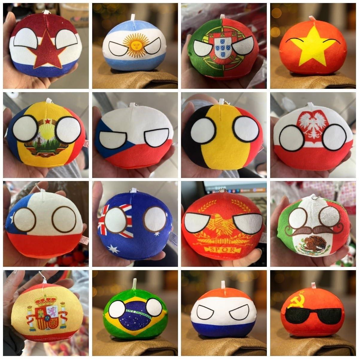GANGKJDS GANGKJDS Polandball Countryballs Plush Doll Ukraine Spain Hungary Portugal Romania Greece Austria Mexico Poland Ball Pendant 9cm(Yugoslavia)
