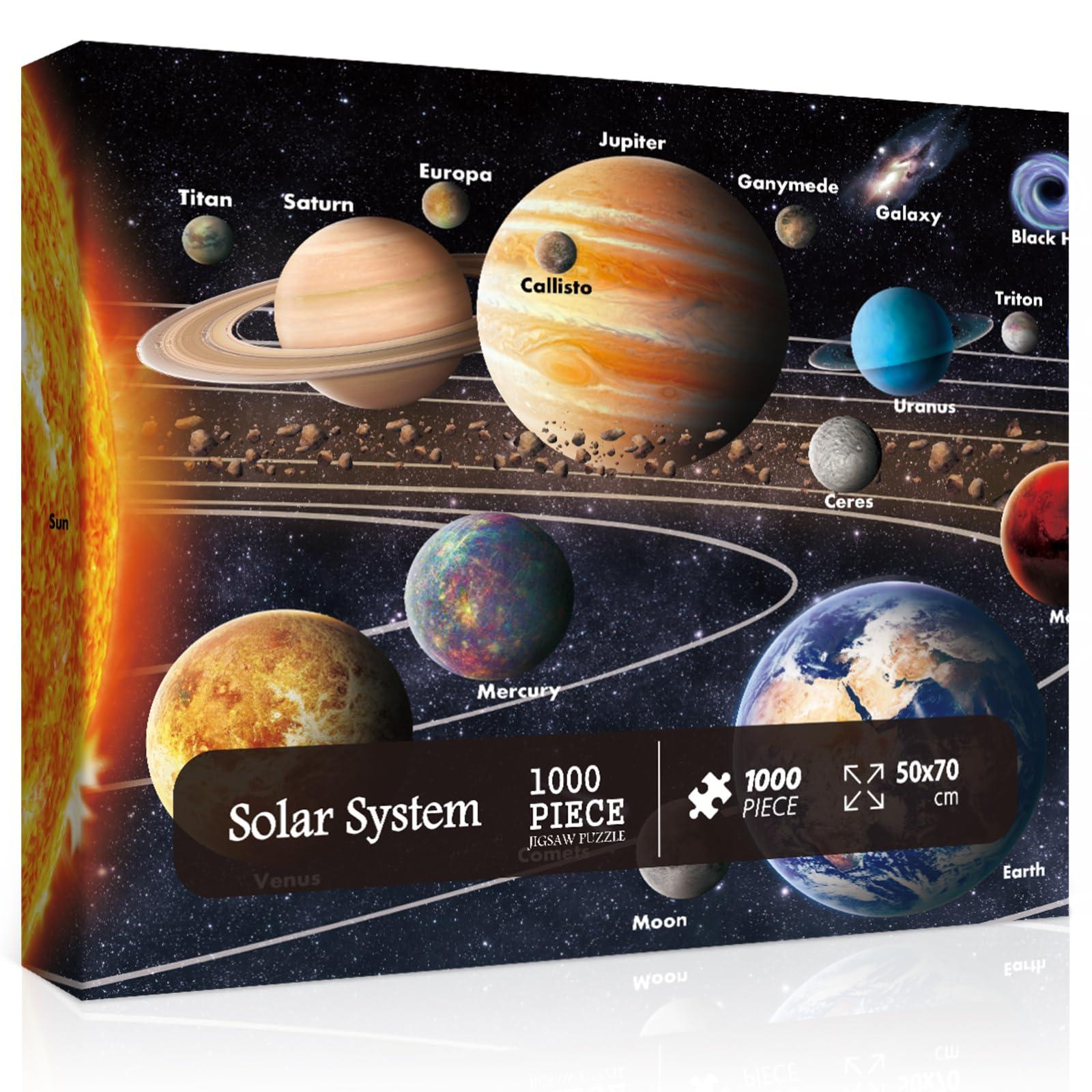 PPuzzling Space Puzzles for Adults, Solar System Planet Jigsaw Puzzles 1000 Pieces, Planet Earth Puzzles as Space Wall Art Decor