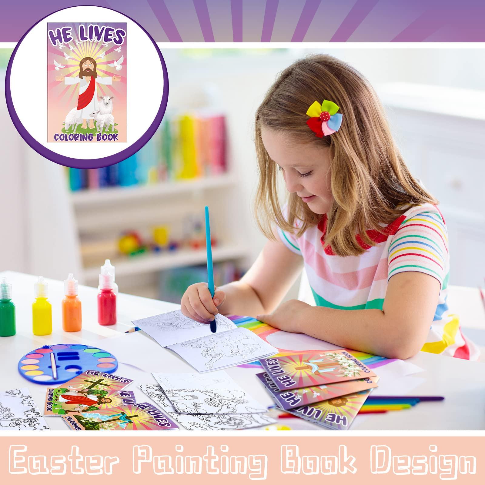 Jetec Jetec 36 Pcs Religious Easter Mini Coloring Books for Kids Bulk Christian Mini Coloring Books Bible Verse Easter Gifts for Kid Christian Party Favor Sunday School Supplies Classroom Gift(Vivid Style)