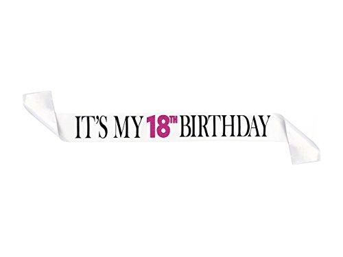Sterling James Co. Its My 18th Birthday White Glitter Satin Sash - Happy Birthday Party Supplies, Ideas and Decorations- Funny Birthday