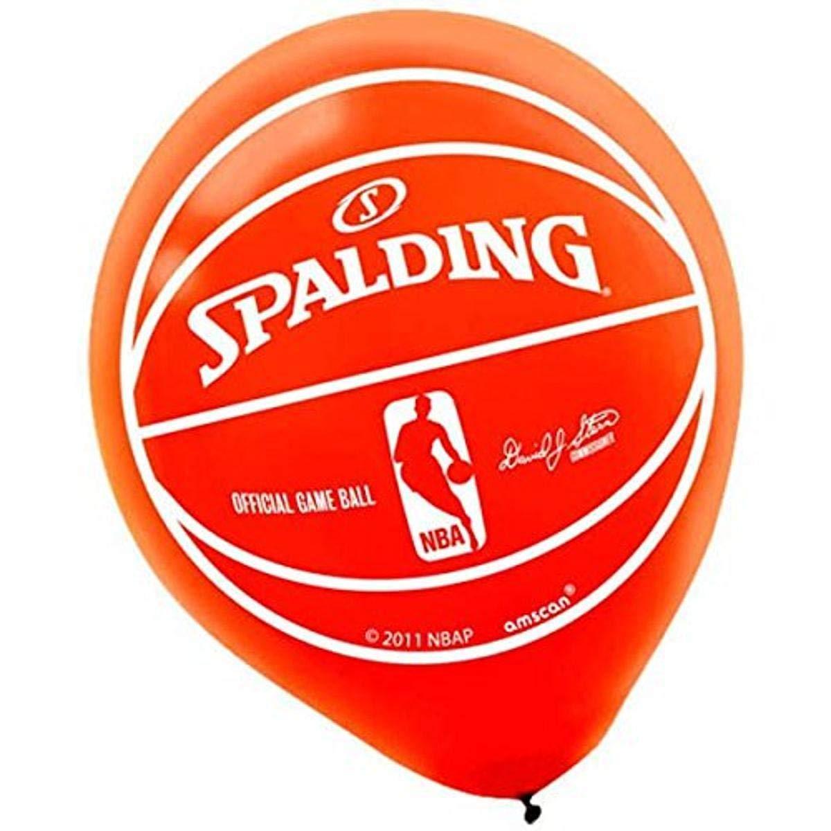 Amscan Spalding Basketball Printed Latex Balloons - 12\", 6 Pcs,Orange