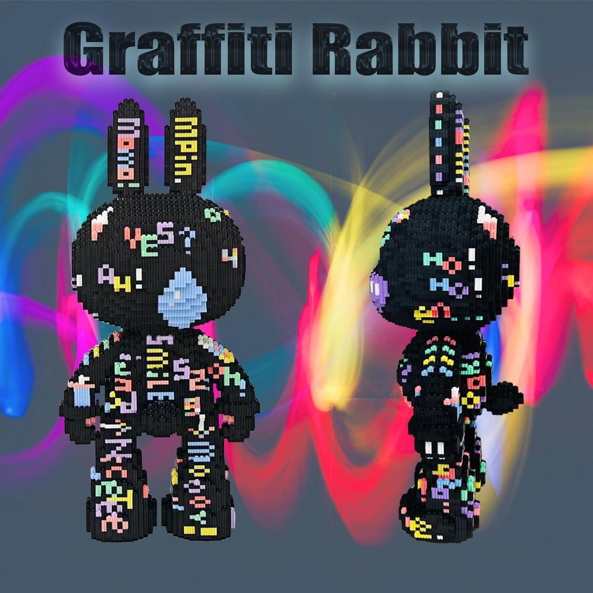HONLANCH HONLANCH Animal Graffiti Rabbit Micro Building Blocks Set8000PCS 55cm High Series Gift for Adults and Kids