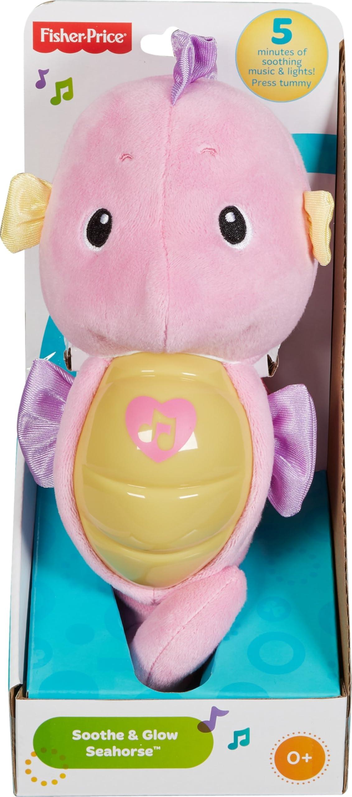 Fisher-Price Fisher-Price Musical Baby Toy, Soothe & Glow Seahorse, Pink Plush Sound Machine with Lights & Volume Control for Newborns