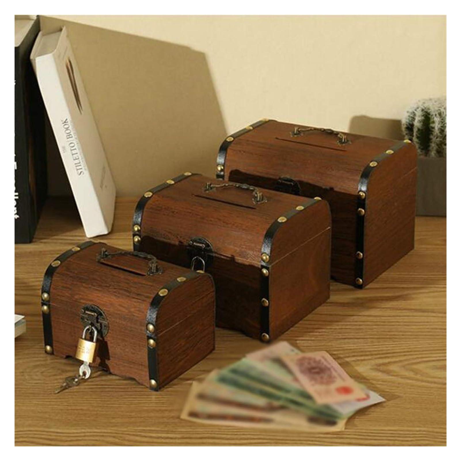 SEDFDD Deposit Money Bank Coin Bank Hand Wooden Coin Jars Adult Piggy Bank Unique Gift Room Decor Kids\' Money Banks Piggy Bank(Large)