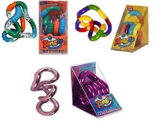 TANGLE Set of 3 Assorted Tangle Jr. Fidget Toys - Original, Metallic and Textured