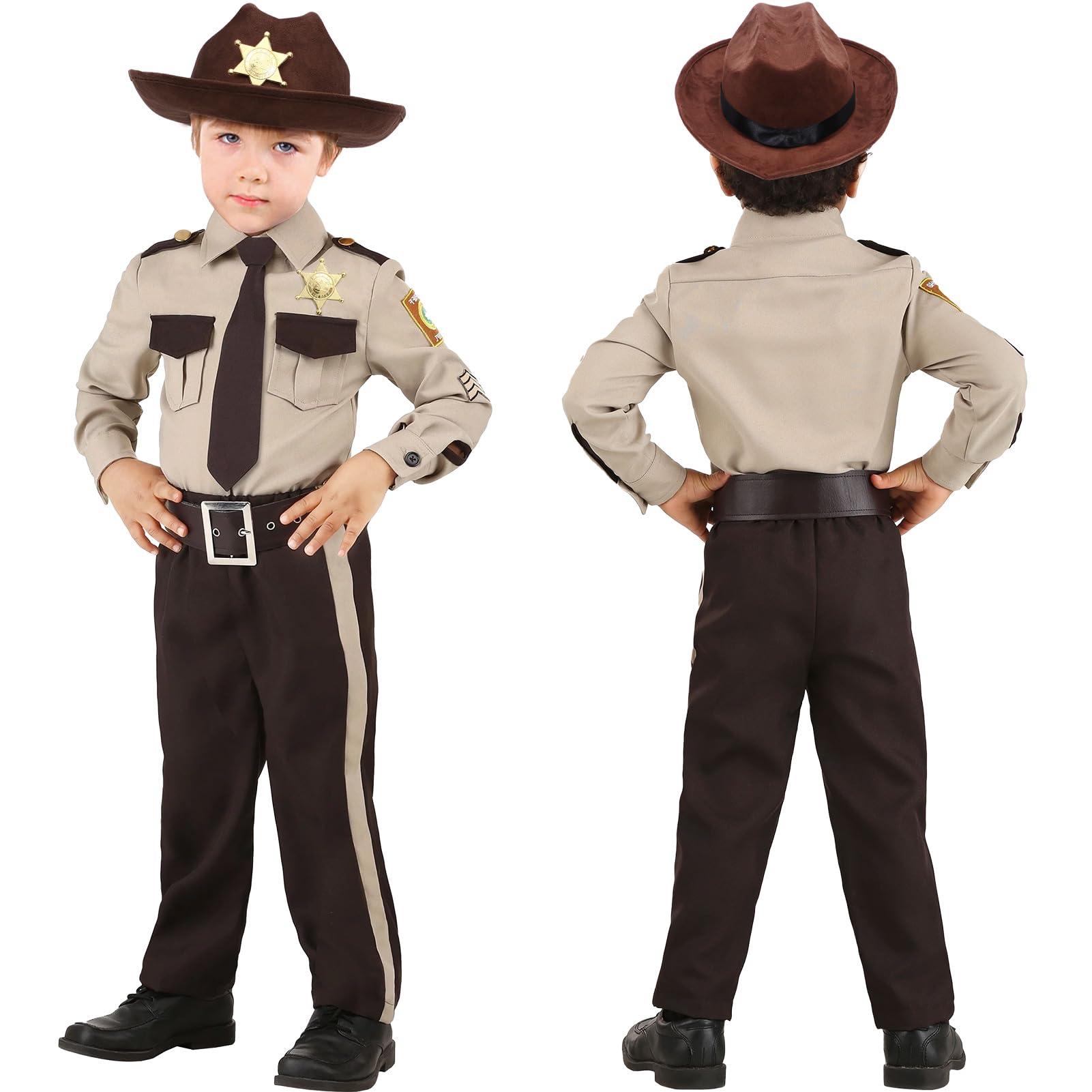 Latocos Latocos Kids Police Officer Costume Western Sheriff Cowboy Uniform Role Play with Accessories Halloween Costumes Boys Girls