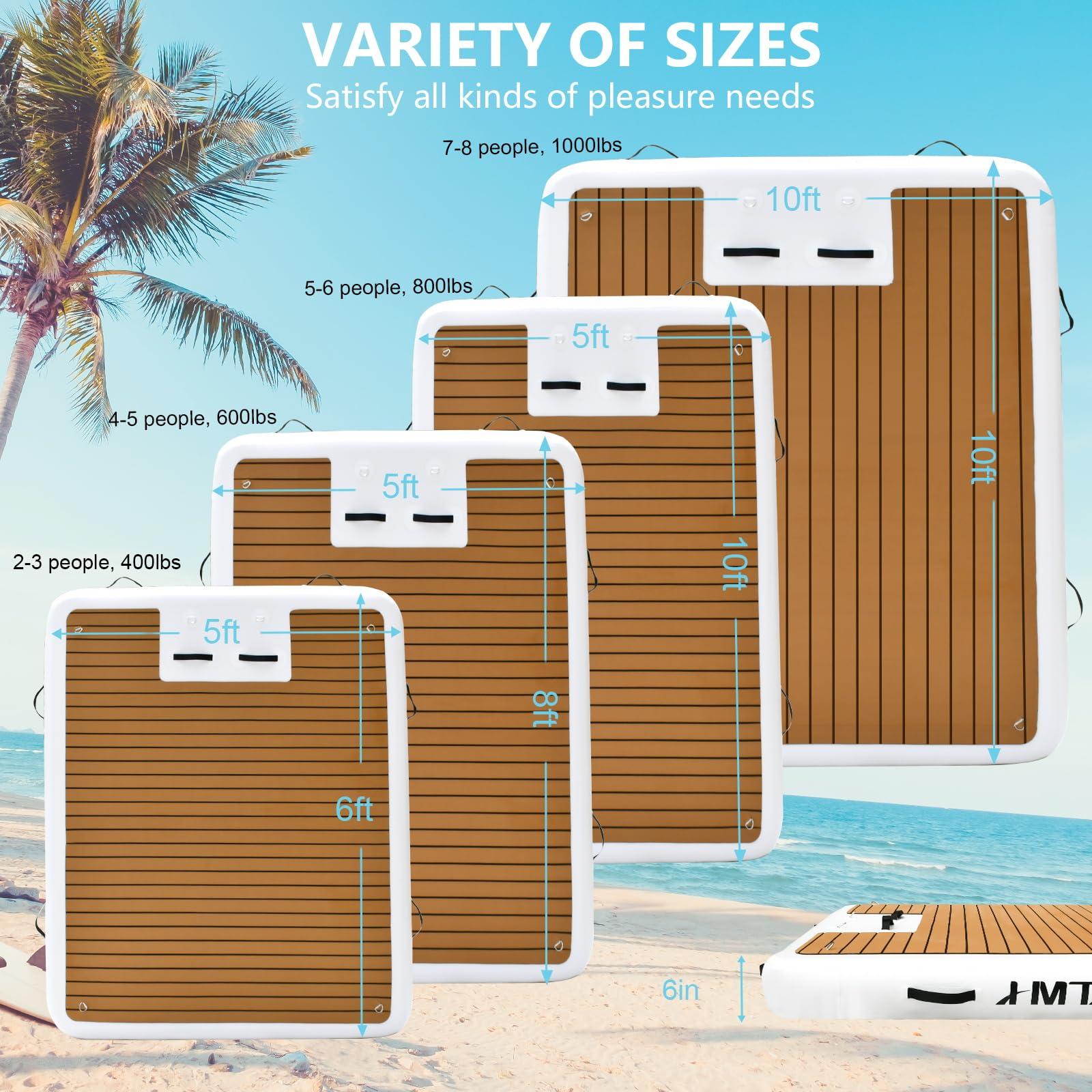 Hmtaolife Hmtaolife Inflatable Floating Dock with Wood Grain EVA, Non-Slip Water Floating Dock Swim Platform with Detachable Ladder Swim Deck Raft Water Platform for Lake Pool Ocean