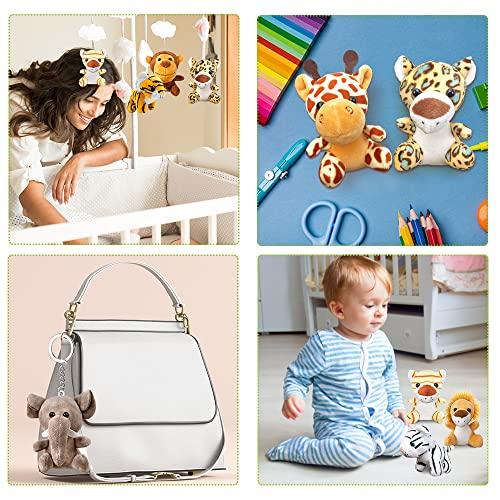 hatisan Small Stuffed Animals Bulk, Cute Stuffed Animal Keychains Bulk Stuffed Animals, Safari Stuffed Animals Plush Toy Elephant Giraffe Lion Stuff Animal, Plush Toys Bulk for Kid (9)