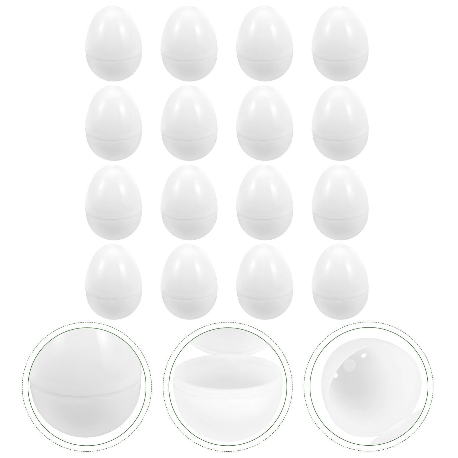 IMIKEYA IMIKEYA White Plastic Easter Egg, 16pcs Blank Fillable Eggs Detachable Empty Diy Easter Eggs Paintable Artificial Fake Eggs Diy Painting Kit for Easter Hunt Basket Filler