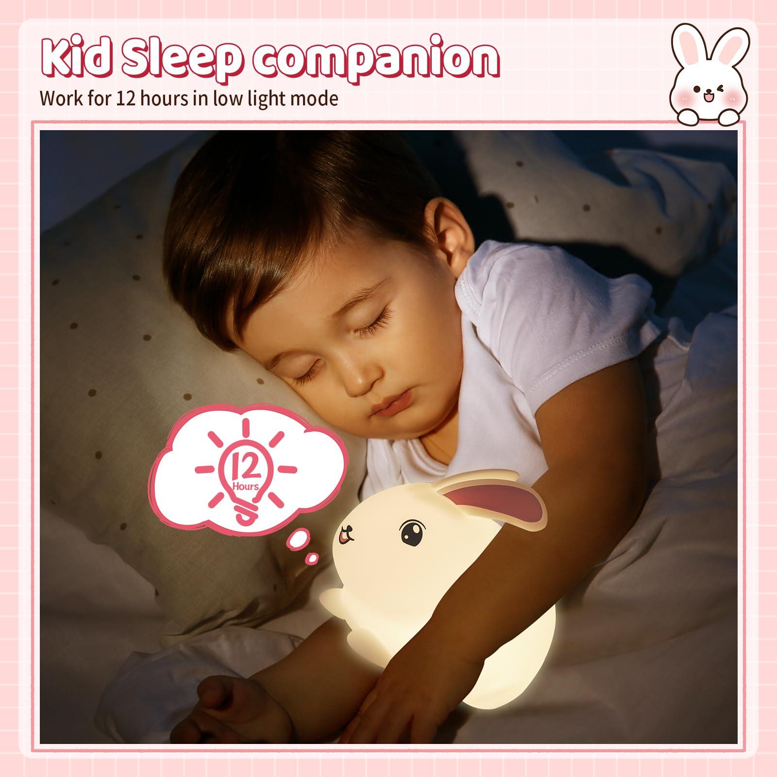 SALUOKE SALUOKE Baby Night Light 7-Color: Soft Silicone Nursery Light for Kids Room Decor with Portable Rechargeable Cute NightLamp Animal Lights - Gifts for Children Toddler