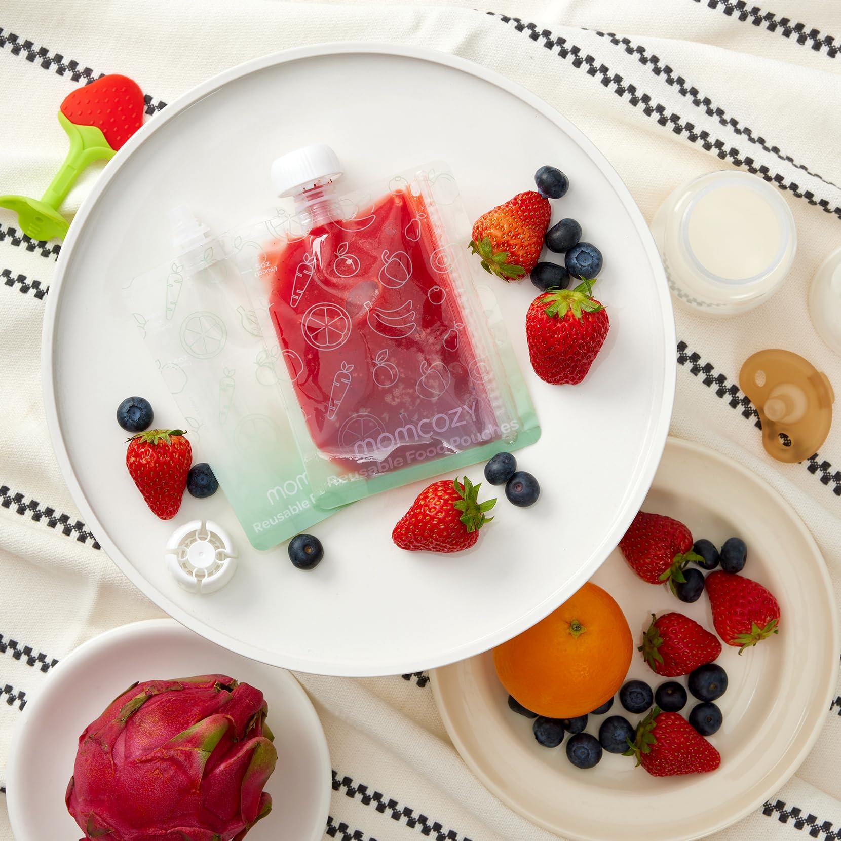 Momcozy Momcozy Reusable Baby Food Pouches for Toddlers,BPA Free Plastic,Food Safe,Freezer Safe,Refillable for Applesauce Yogurt & Puree Squeeze Pouch,10 Packs,5oz