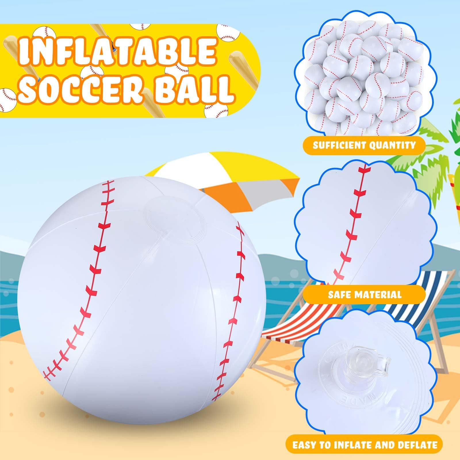 Chivao Chivao 100 Pack 16\'\' Inflatable Ball Soccer Ball Softball Volleyball Basketball Football Bulk Beach Balls Party Favors Summer Swimming Pool(White, Baseball)