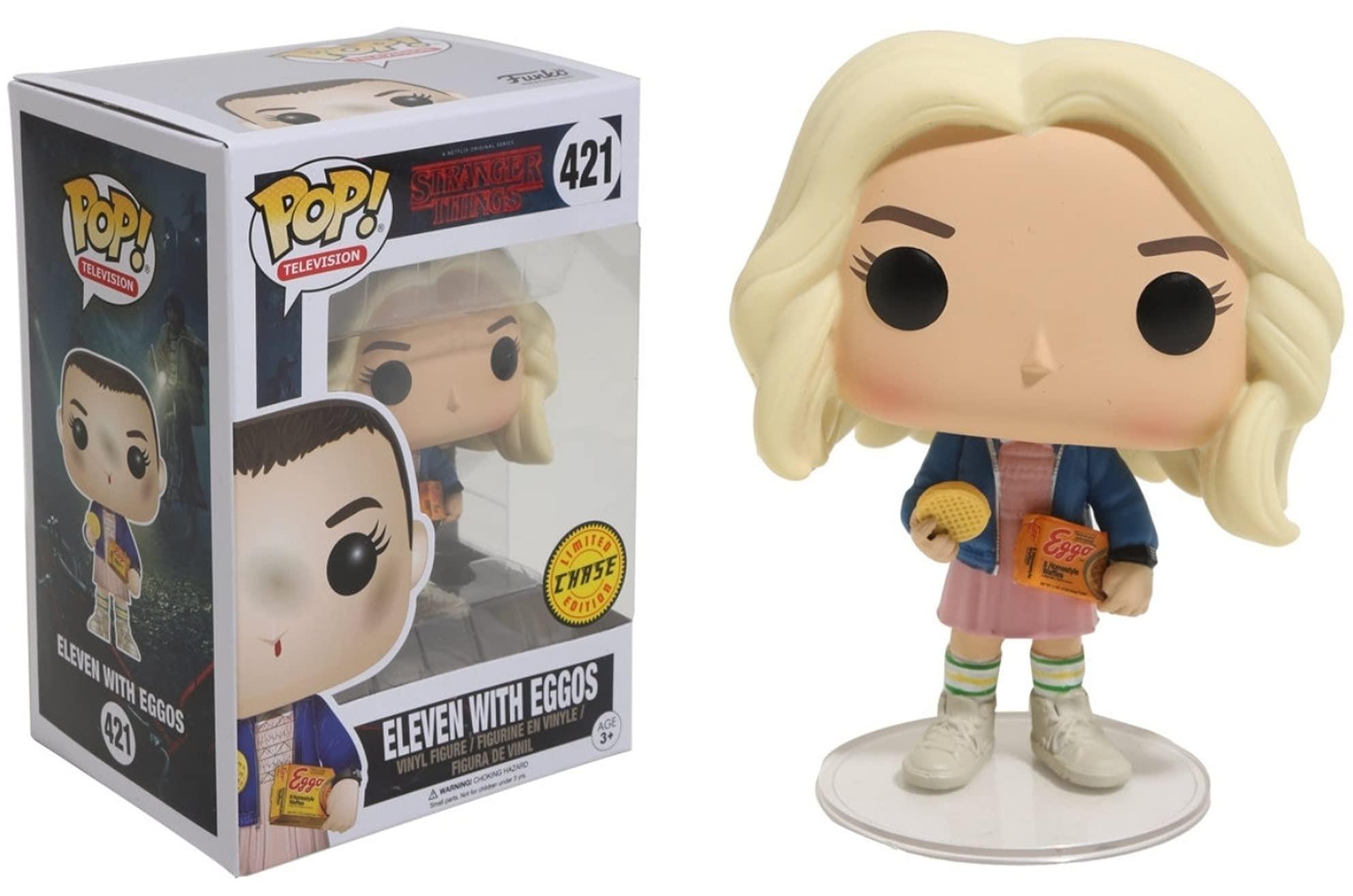 POP Funko POP [Stranger Things] - Eleven in Wig with Eggos Limited Edition Chase Pop! Vinyl Figure (Bundled with Compatible Pop Box Protector Case), Multicolor, 3.75 inches