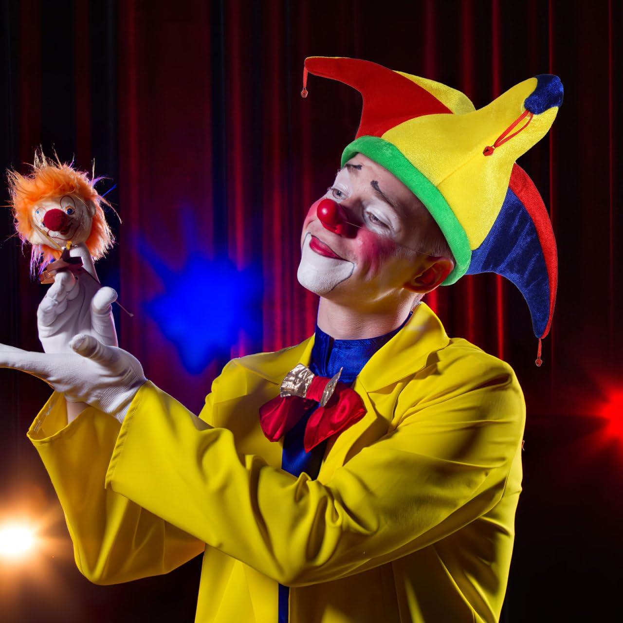 Didiseaon 2Pcs Jester Hat Jester Clown Hat with Bells, Funny Headwear Jester Costume Accessory for Halloween Mardi Gras Carnival Mexico Festival Party Decor