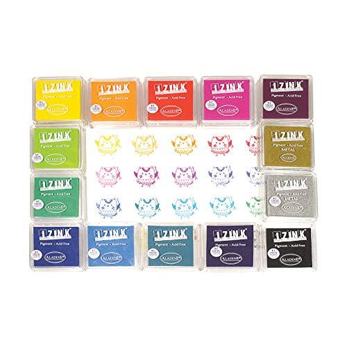 Aladine Aladine - Izink Pigment Blue Inker - Slow Drying Inker - Scrapbooking, Embossing and Creative Carterie - French Ink - Size M - 5 x 5 cm - Blue