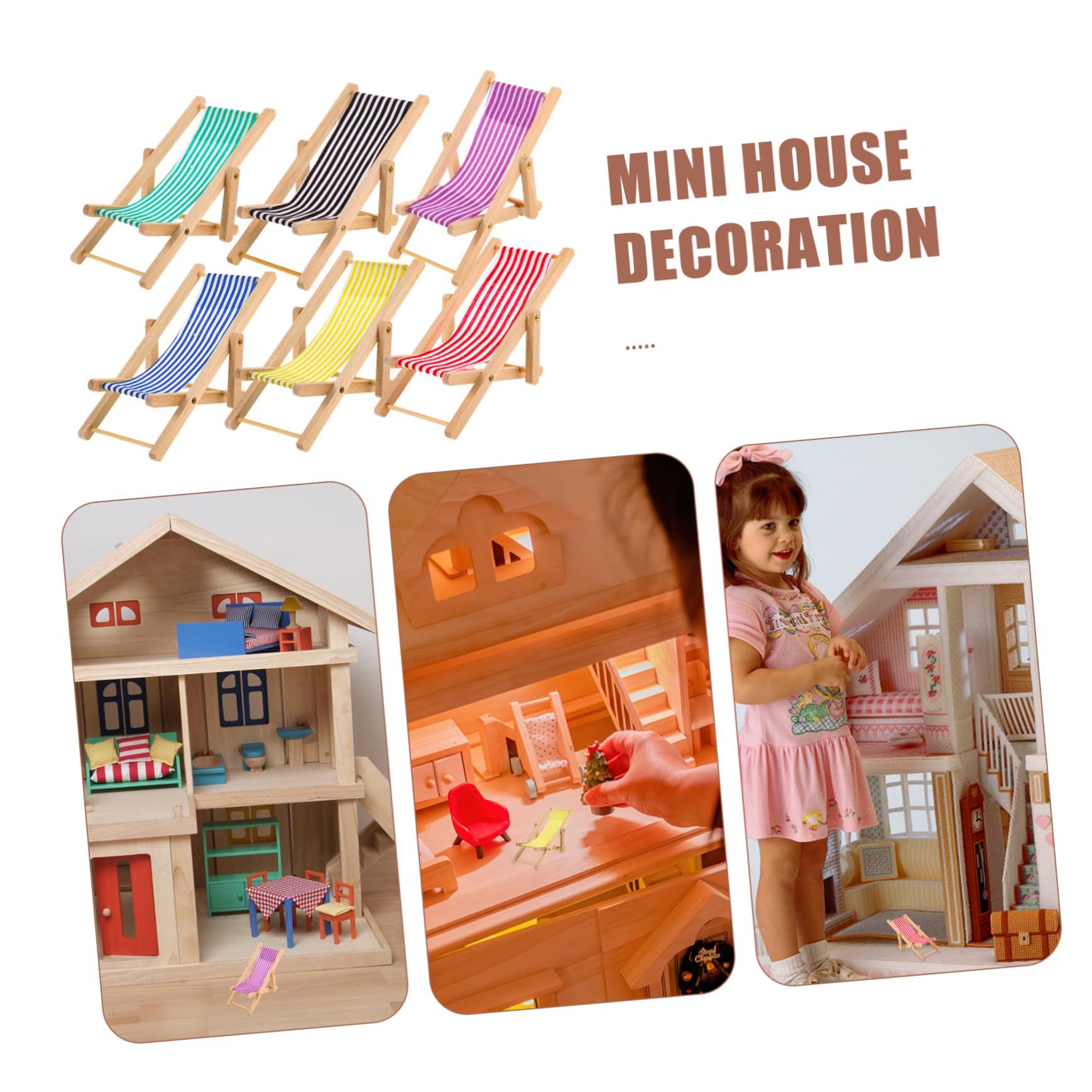 PRETYZOOM 6pcs Beach Chair Model Mini House Chair Model Miniature Chair Miniature Folding Chairs Folding Miniature Lounge Chair Mini Foldable Beach Chair Miniature Beach Chair Mini Ornament