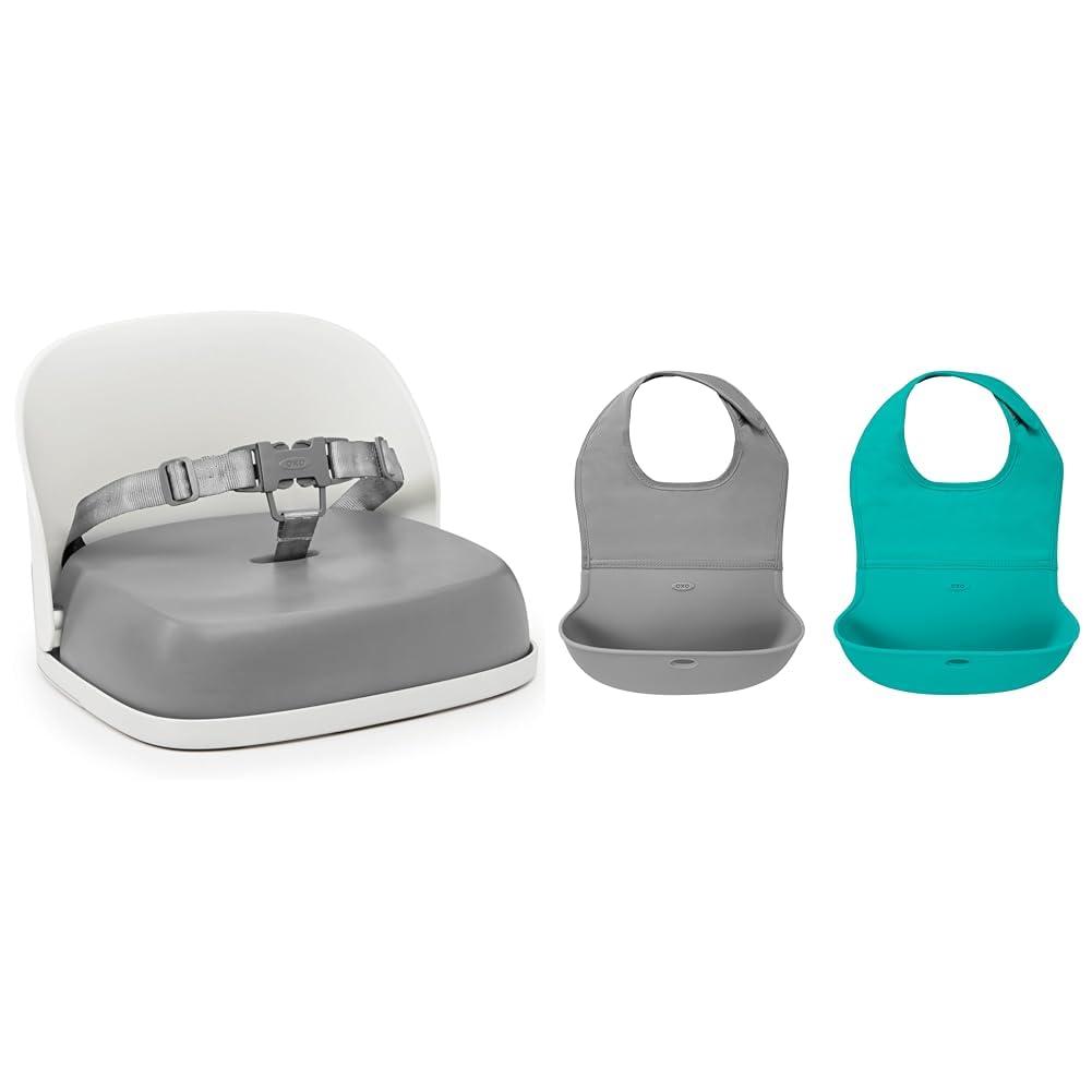 OXO OXO Tot Perch Booster Seat with Straps, Gray & Tot Nest Booster Seat with Removable Cushion
