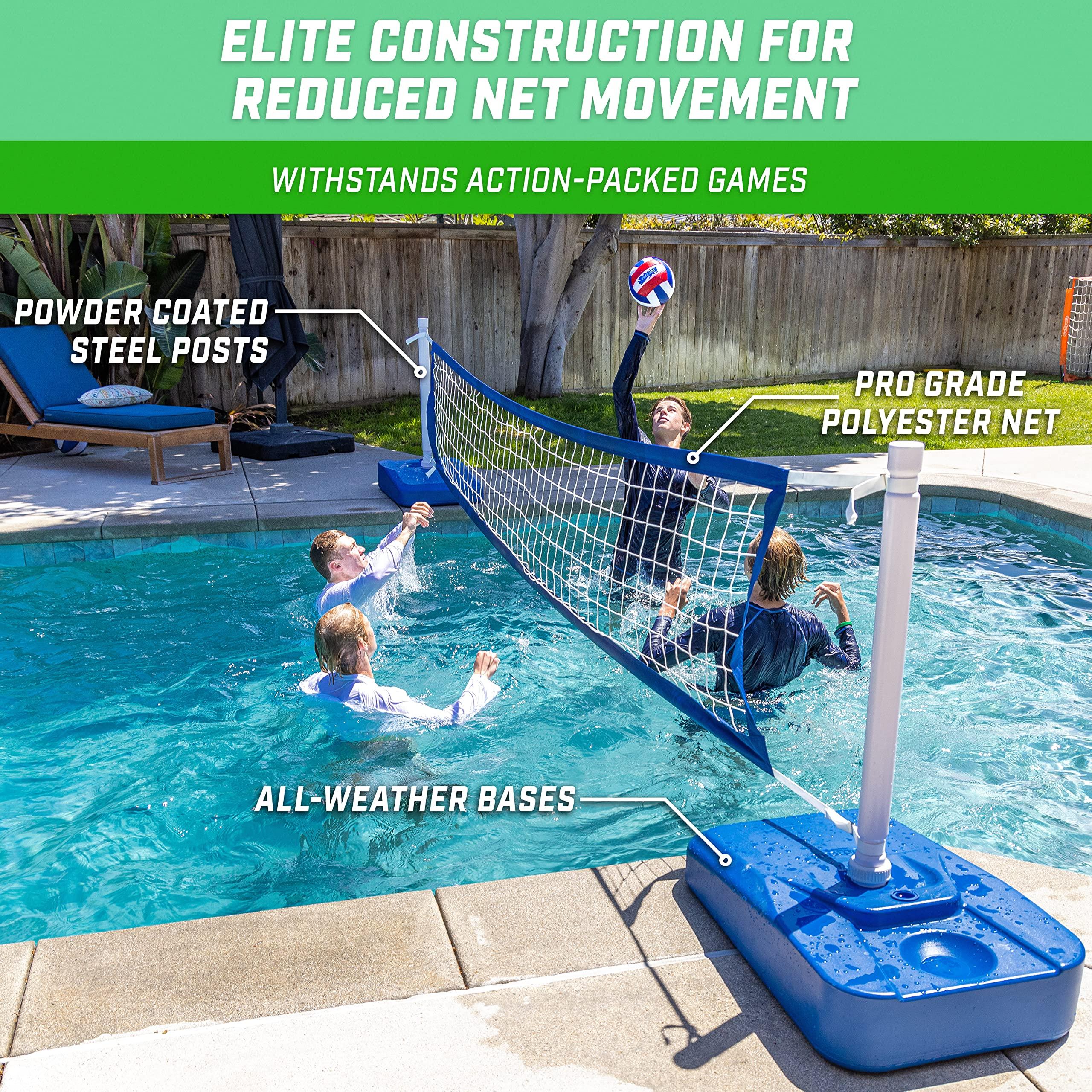 GoSports GoSports Splash Net Elite Pool Volleyball Game with Water Weighted Bases - Adjustable Net for Inground Pools