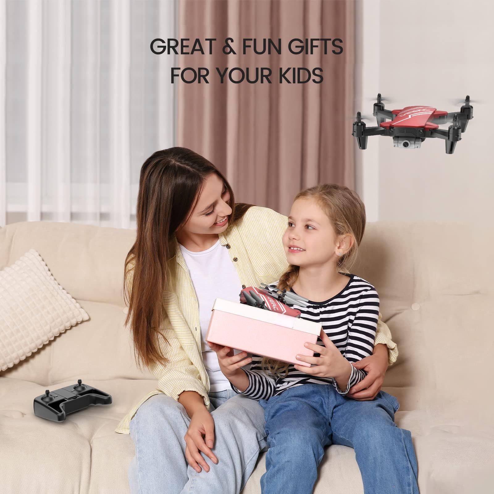 DEERC DEERC D20 Mini Drone for Kids with 720P HD FPV Camera Remote Control Toys Gifts for Boys Girls with Altitude Hold, Headless Mode, One Key Start Speed Adjustment, 3D Flips 2 Batteries, Red