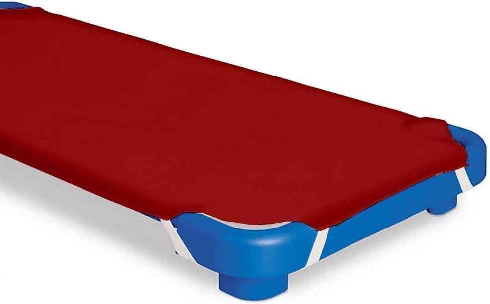 SATEEN BEDDING STORE Daycare/Pre-School Cot Sheet - Corner Elastic Loops - Cot Sheets for Toddler and Preschool - 100% Cotton Daycare Cot Sheet, Pack of 12 - Burgundy Solid - 22" W X 54" L