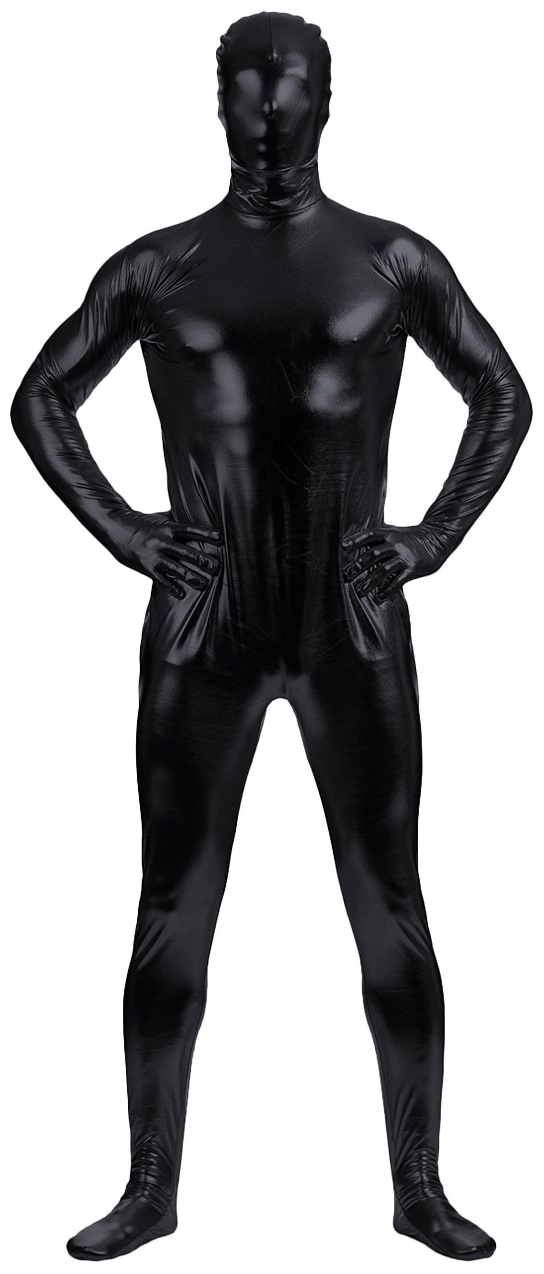 VSVO Unisex Baby Shiny Spandex Skin tight Full Bodysuit Zentai Costume Black XX Large