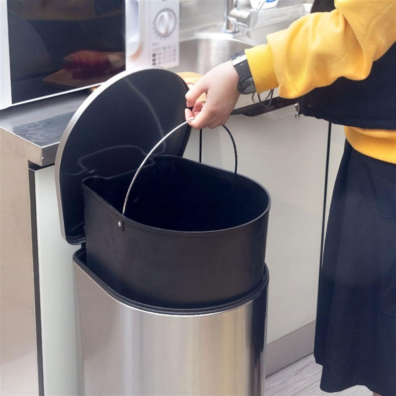 GRFIT Trash Can Kitchen Garbage Bin 7L / 12L / 30L Stainless Steel Kitchen Garbage Cans Household with Cover Large Capacity Living Room Automatic Induction Bathroom Toilet Electric Bedroom Garbage Cans Kitc