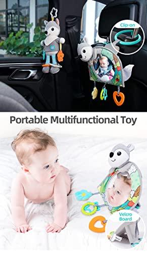 Koty Koty Infant Car Seat Toy - Kick and Play Activity Center with Mirror, Teether and Crinkle Paper, Fun Travel Baby Toy for Rear Car Seat, Easier Drive with Newborns, Babies