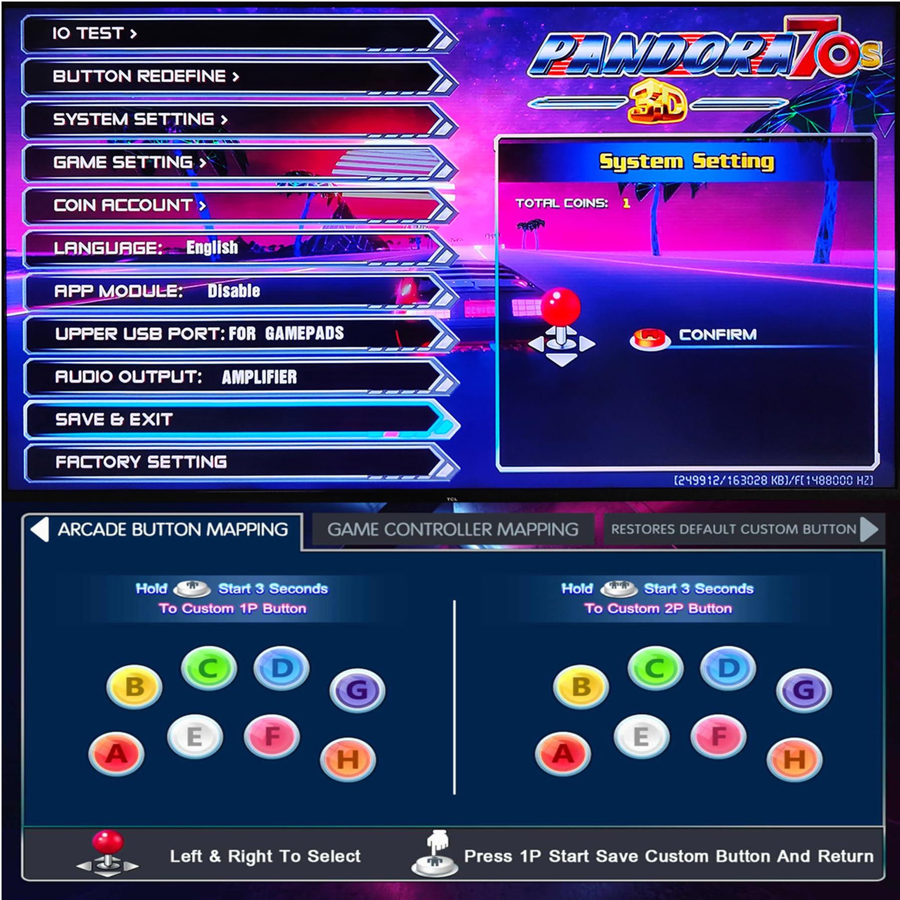 RegiisJoy RegiisJoy 30000 in 1 Pandoras Box 70S Arcade Game Console Retro Game Machine for PC & Projector & TV, 2-4 Players,3D Games, Search/Hide/Save/Load/Pause Games