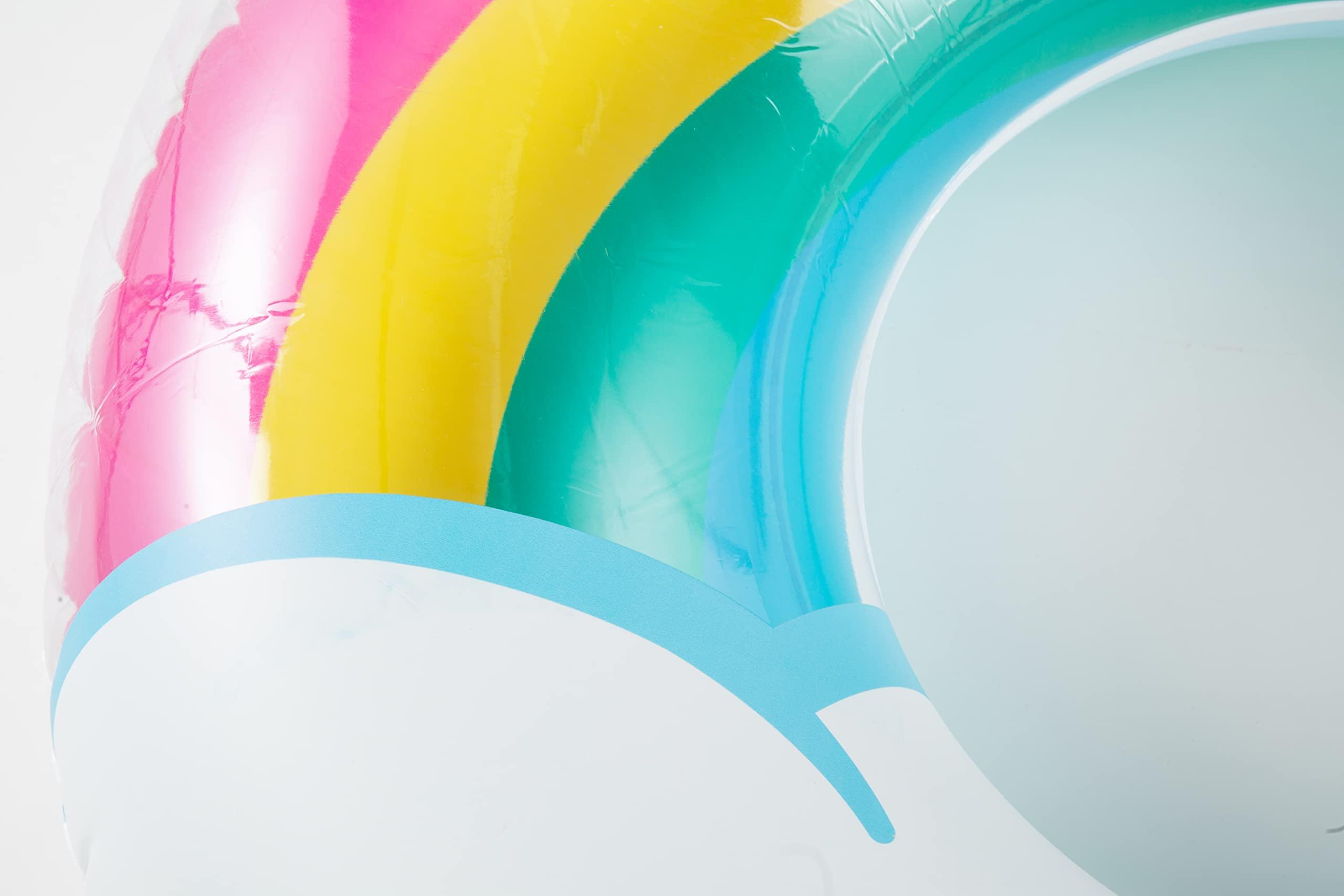 BigMouth BigMouth Inc. Rainbow Ring Pool Float, Over 5' Wide Inflatable Floatie Tube, Blow Up Swim Ring, Outdoor Summer Pool Party Decor