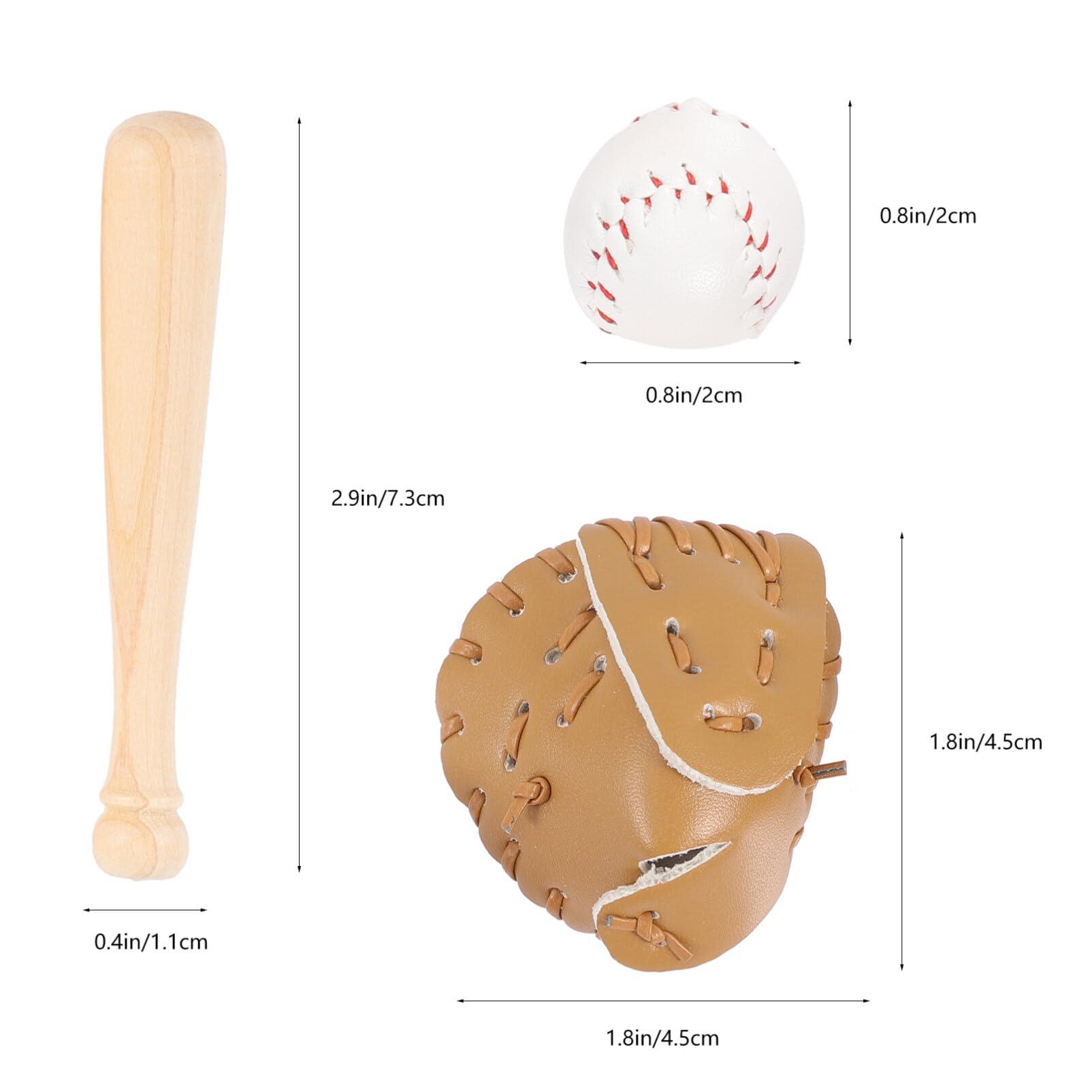 Gadpiparty Gadpiparty Mini Baseball Bat 1:12 Miniature House Sports Baseball Bat Glove and Ball Set Mini House Decoration Accessories for Accessories Bat and Key Materials Decor 2 Sets