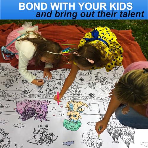 ALEX Art ALEX Art, Large Coloring Poster - Dragon Big Giant Coloring Sheets - Family Jumbo Wall Coloring Pages - Super Huge Coloring Posters for Kids - Children Table Floor Poster Size 38.5”x26.7”