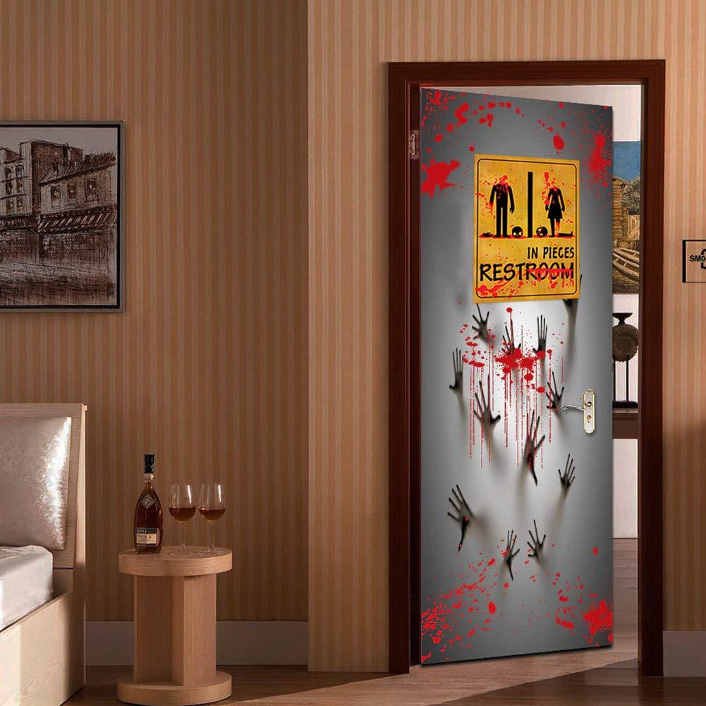 WaaHome WaaHome Halloween Bathroom Sticker Scary Bloody Bathroom Sign Decor, 9.25''X12''