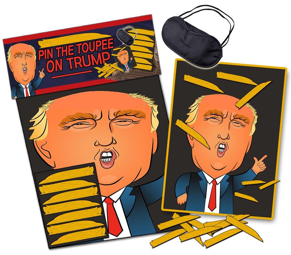Gears Out Pin The Toupee on Trump Party Game – Donald Trump Gag Gift Funny Political Gifts Free Blindfold Mask White Elephant Ideas Secret Santa Weird Trump Gifts Political Novelty Gifts Republican Democrat