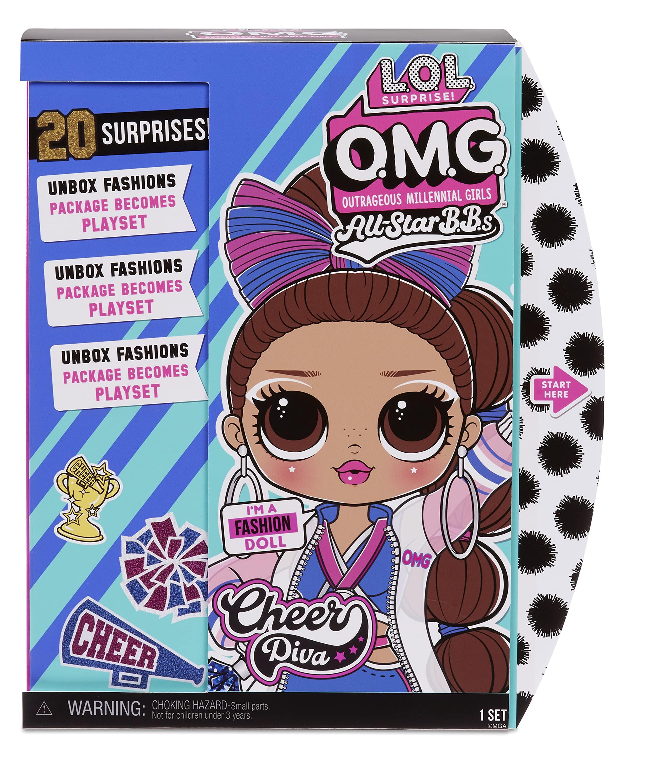 L.O.L. Surprise! LOL Surprise OMG Sports Cheer Diva Competitive Cheerleading Fashion Doll with 20 Surprises Including Sparkly Accessories & Reusable Playset, Posable - Gift for Kids, Toys for Girls Boys Ages 4 5 6 7+
