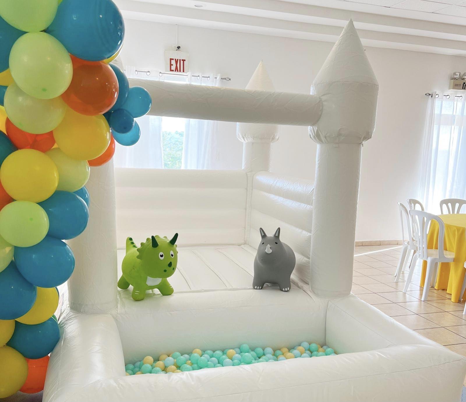 Blatesic Blatesic White Bounce House with Ball Pit for Kids,Inflatable White Bounce House with Blower for Yard, Bounce House for Wedding, Birthday, Baby Shower Business Photography(13x10x10FT)