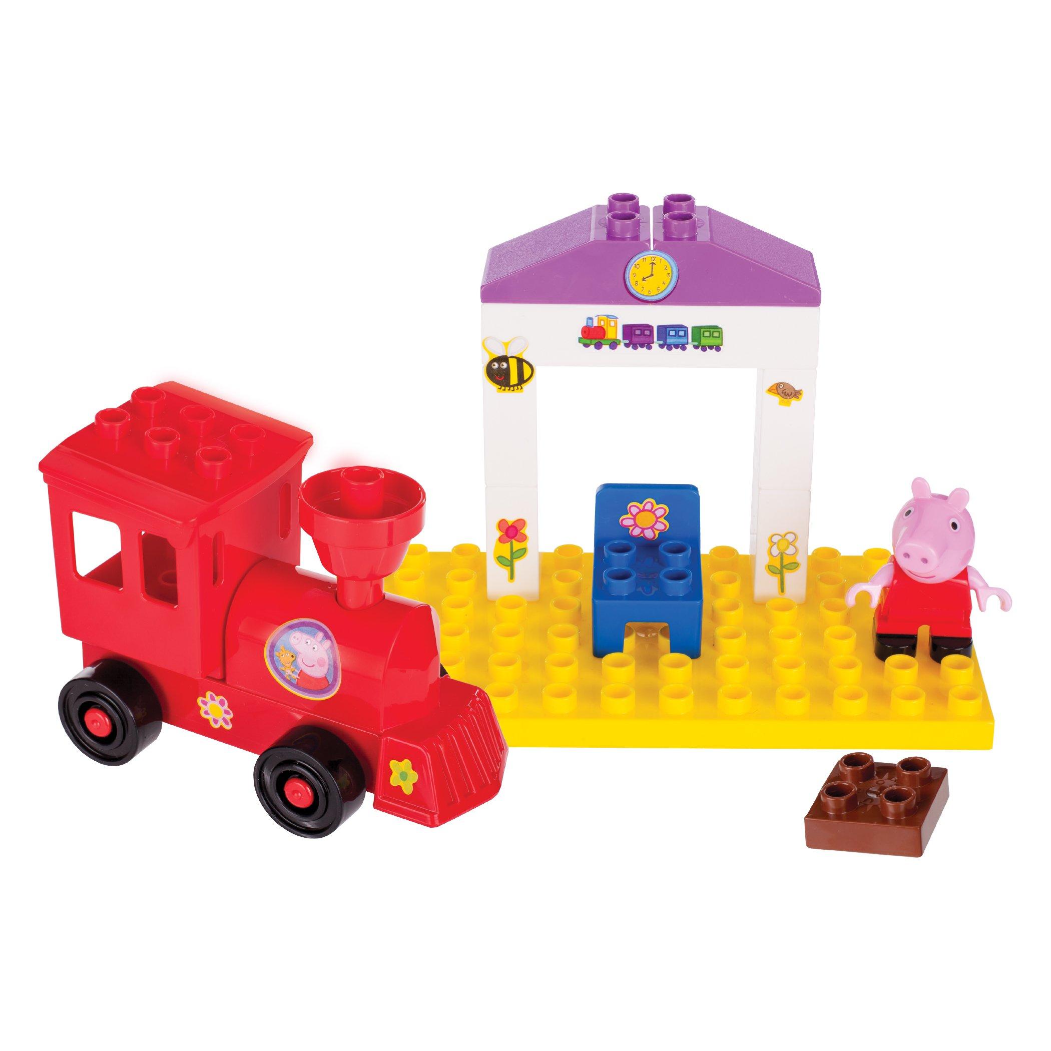 Peppa Pig Zoofy International Peppa Pig Toy Train Building Construction Set with 16 Pieces, Including Peppa Pig Figurine and Stickers for Children Age 2 and Up