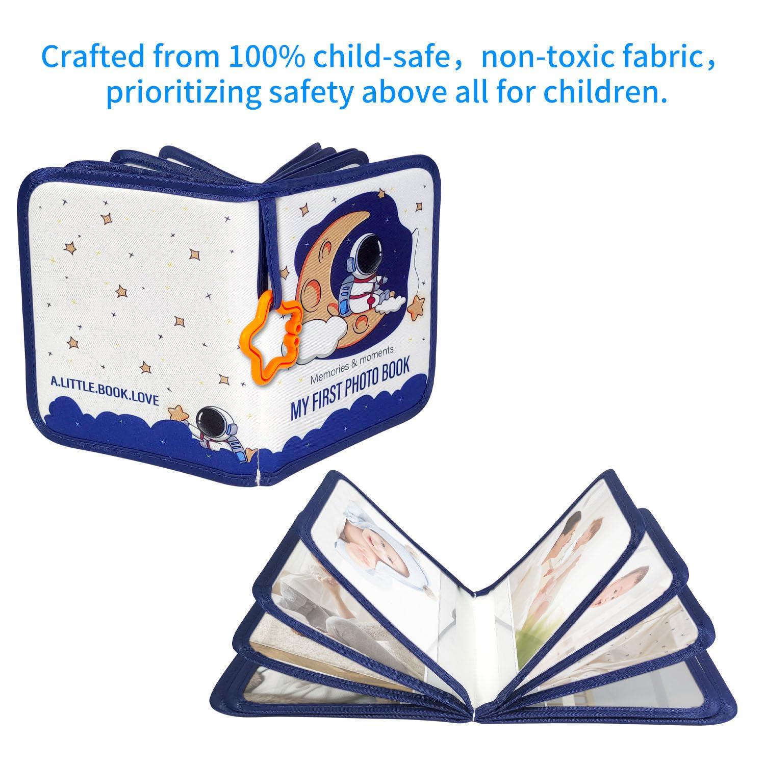 Mewise Baby's First Photo Book, First Year Baby Memory Book,Personalized Fabric Photo Album,Family Photo Album,My First Baby Photo Album 4x6 (Astronaut)