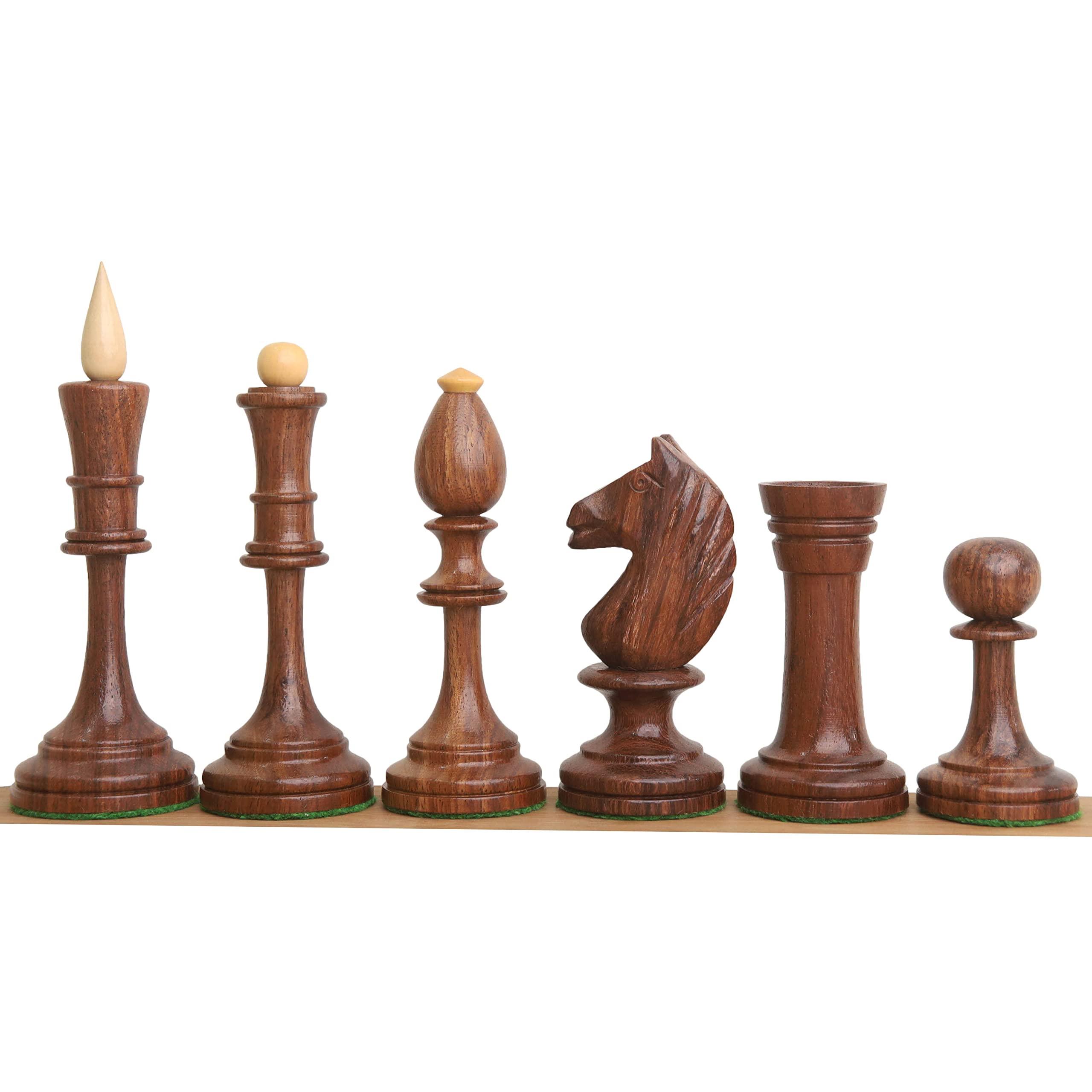 Royal Chess Mall Royal Chess Mall- Combo of Averbakh Soviet Russian Chess Set - Pieces in Golden Rosewood with 21\" Drueke Style Golden Rosewood Chess Board