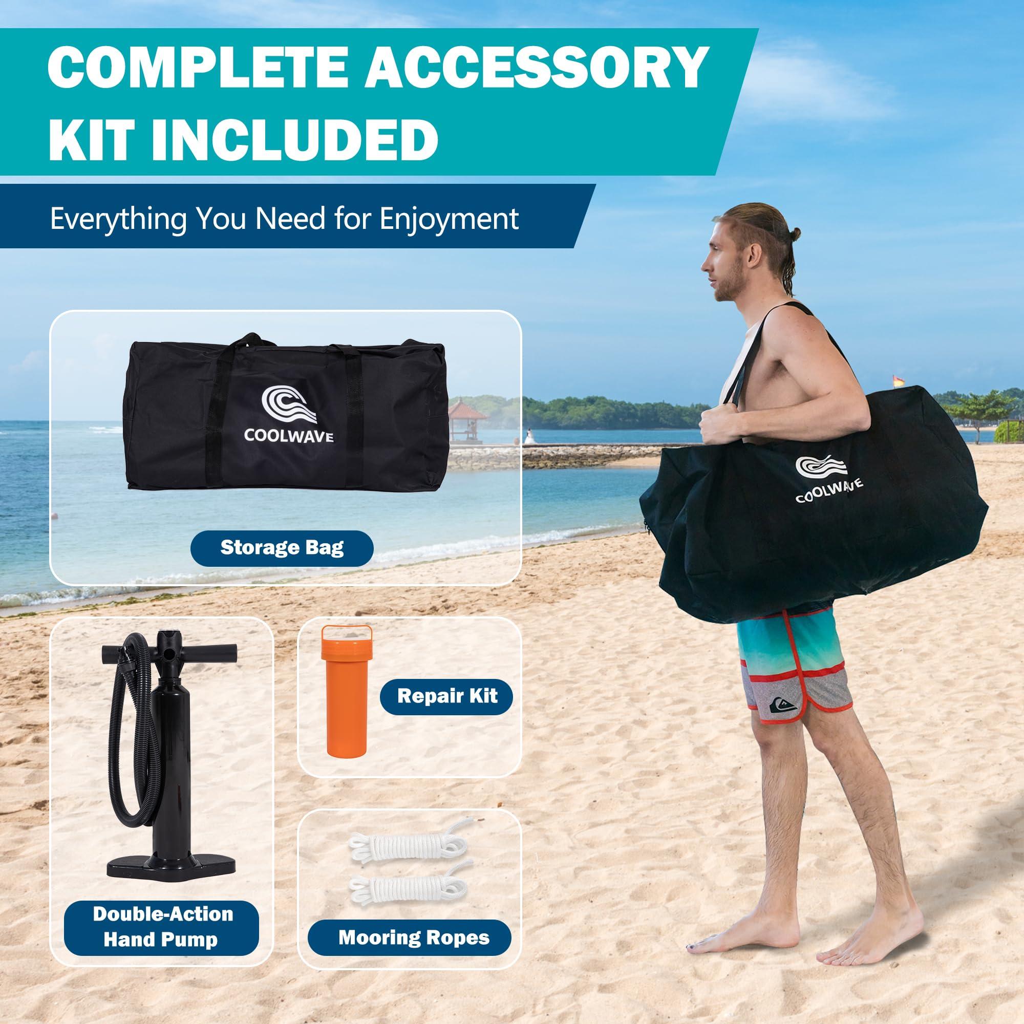 COOLWAVE COOLWAVE Inflatable Water Hammock Floating Dock, Inflatable Raft for Family and Friends, Float Ring for Parties, Fits Multiple People, 8'x8'(Magenta)