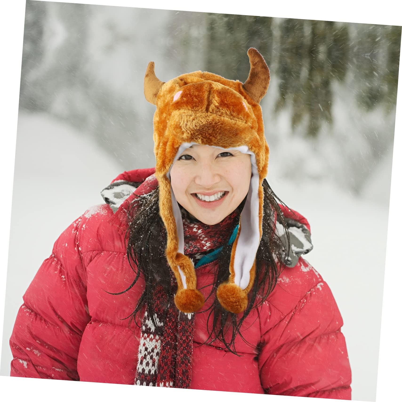 FAVOMOTO FAVOMOTO 1 x Cow Hat with Moving Ears Plush and Pp Cotton Winter for Children with Lights